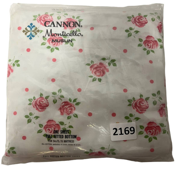 Vintage Cannon Monticello Rose Dream NIP Deadstock Full Fitted Sheet - Picture 1 of 3